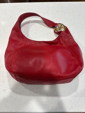 Michael Kors Red Pebbled Fulton Large Bag